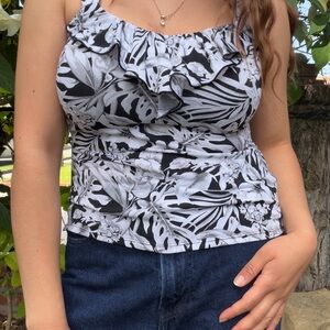 White House Black Market Monochrome Floral Camisole